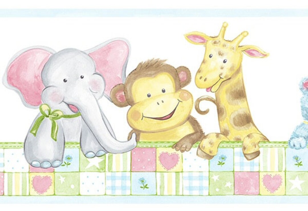Nursery Jungle Animals Wallpaper Border CM79605 Etsy