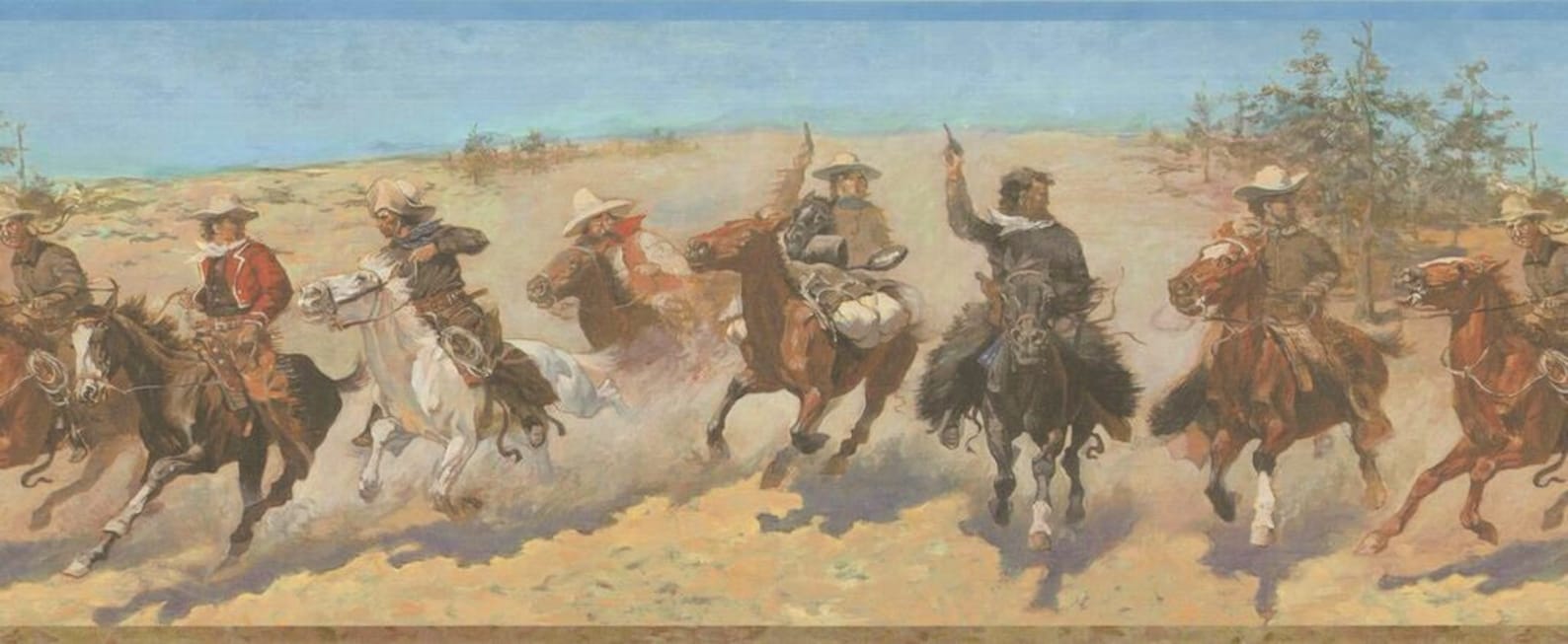 Charging Cowboys Horses Wallpaper Border 259b58371 - Etsy