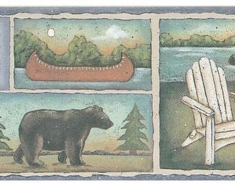 Sunset Lake Blue Lakeside Evening Wallpaper Border 93777FP