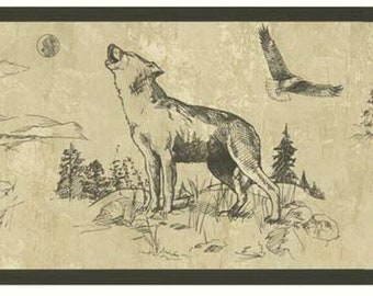 Moose Buffalo Wolf Eagle Wallpaper Border 242b58385