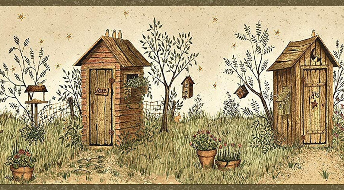 Outhouse Wallpaper Border green FAM65022b | Etsy