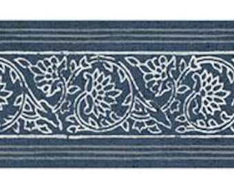 Carved Floral Blue Architectural Wallpaper Border SCH14502