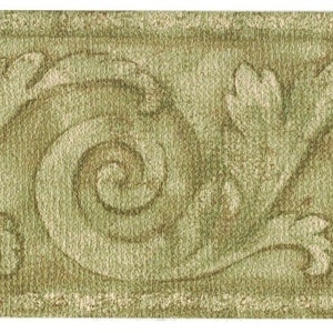 Vintage Scroll Green Architectural Wallpaper Border FDB05762