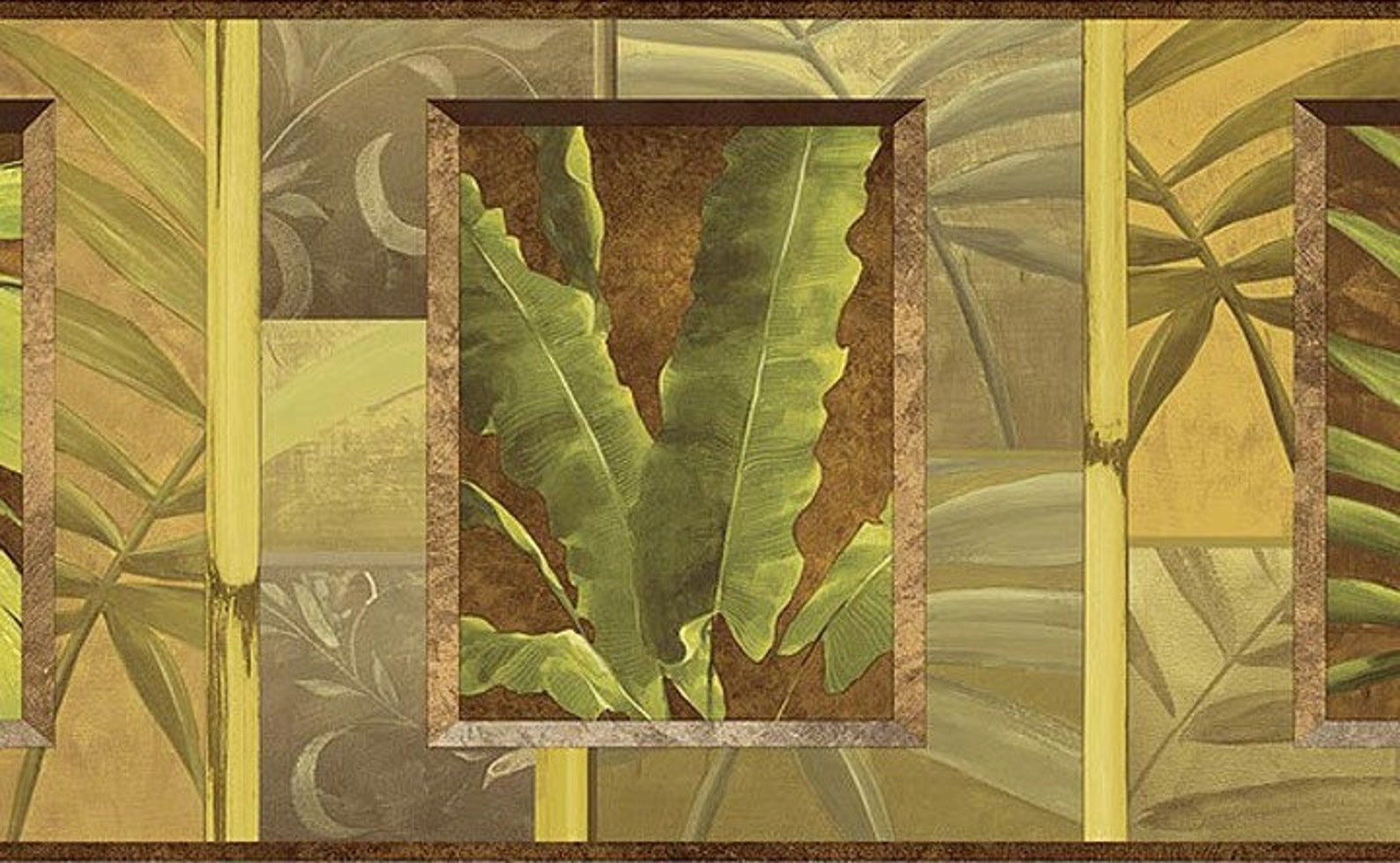 Tropical Leaves Wallpaper Border Nl57004b Etsy