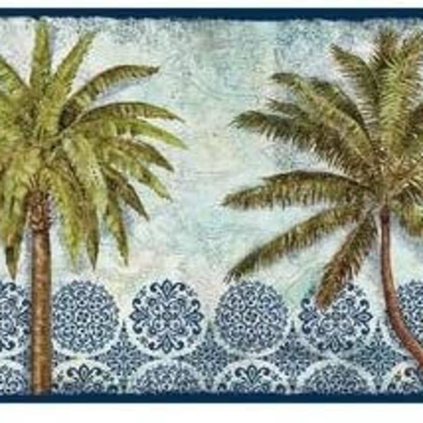 Wallpaper Border Palm Trees Etsy