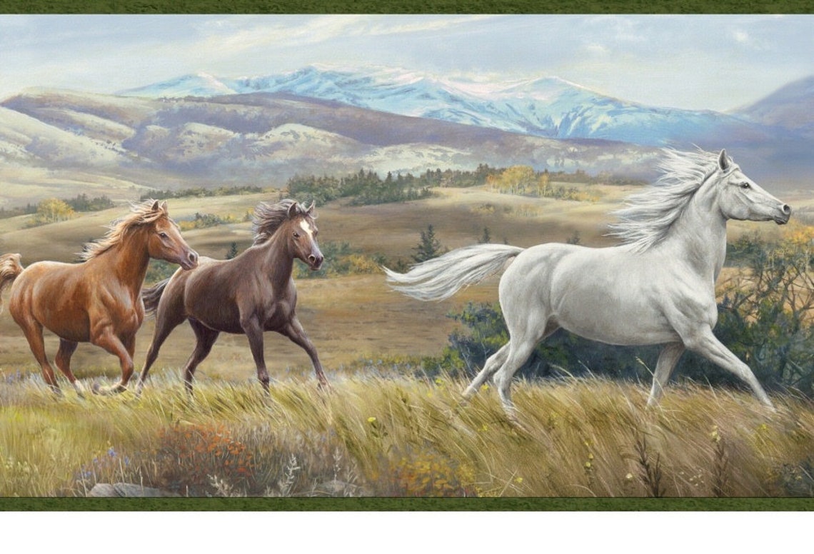 Open Range Horses Wallpaper Border | Etsy