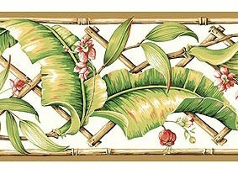 Tropical Leaves Wallpaper Border Ge57111b Etsy
