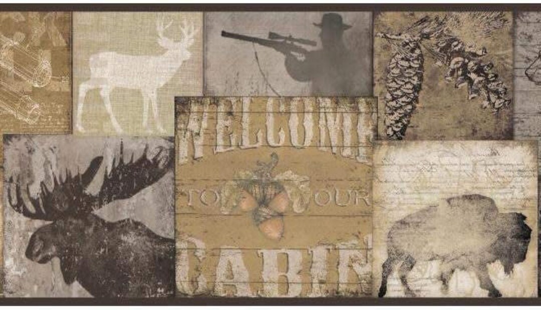 Brown and Grey Wilderness Wallpaper Border Bp8352bd Etsy