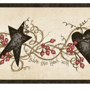 Paxton Tin Hearts & Stars Wallpaper Border Black CTR65172b