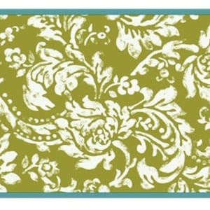 Green Damask Wallpaper Border KB8561b