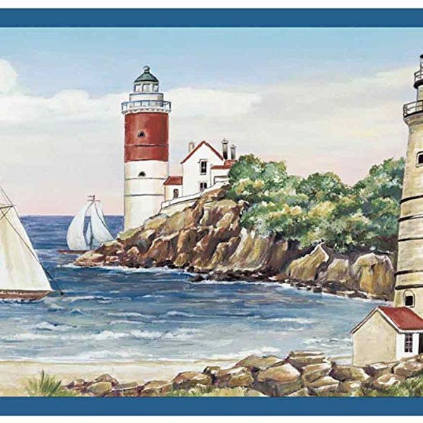 Bathroom Lighthouse Wallpaper Border - Etsy