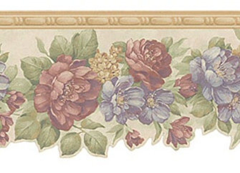 Gold Satin Floral Trail Wallpaper Border 976b06632 Etsy