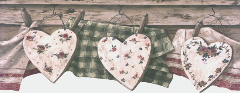 Country Clothesline with Hearts Wallpaper Border 5812146 | Etsy