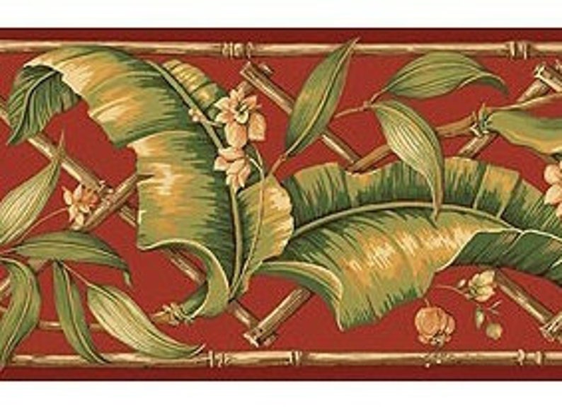 Tropical Leaves Wallpaper Border Ge57113b Etsy