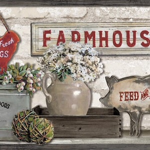 Farmhouse Shelf Gray Wallpaper Border LG1300bd