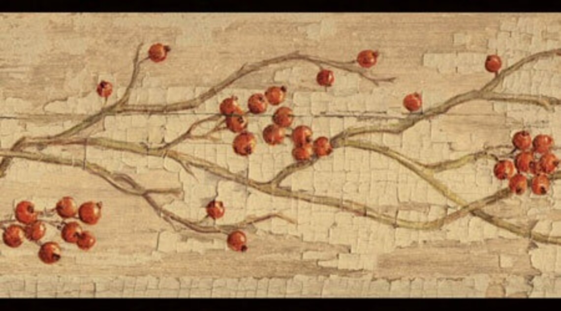 Rosehip Garland Wallpaper Border Hah15173b - Etsy