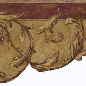 Architectural Scroll Berry Die-Cut Border - Red Gold OA8212b