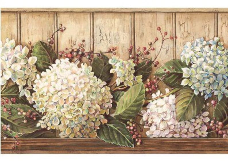 Hydrangea Wallpaper Border Hk4643bd Etsy