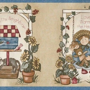 Country Folk Art Dolls Wallpaper Border 53201FP