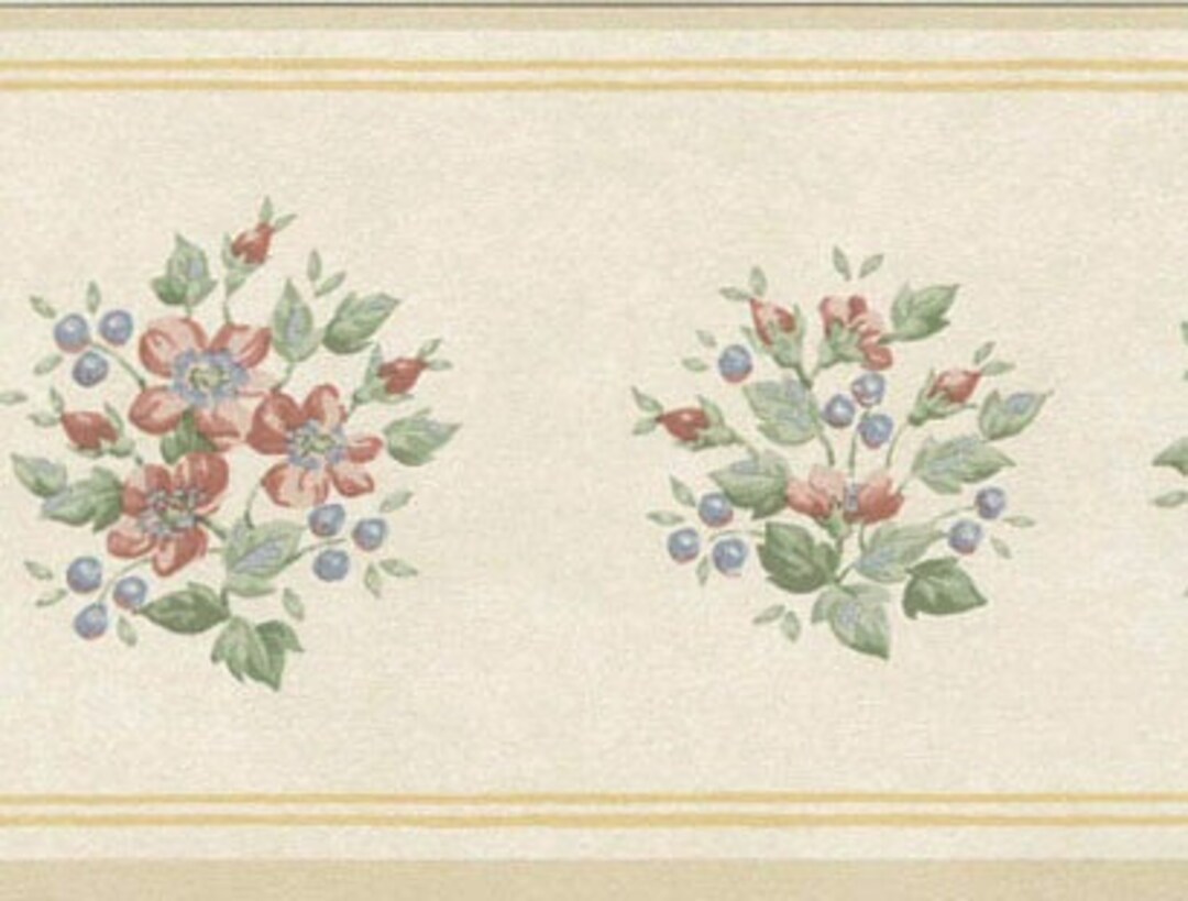 Narrow Floral Wallpaper Border PF79520 Etsy