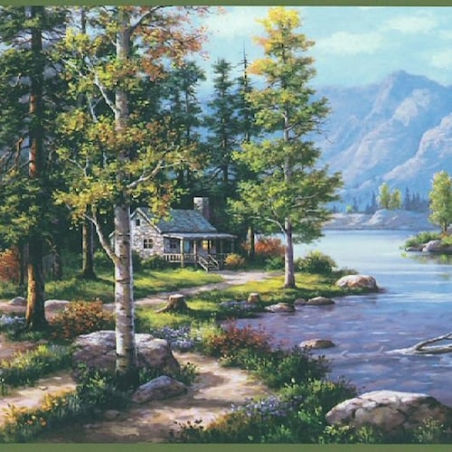 Northwoods Lodge Scenic Mountain Wallpaper Border DP87725 Etsy