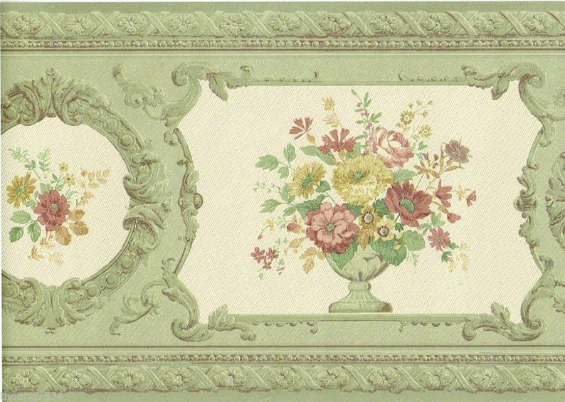 Satin Victorian Floral Wallpaper Border FDB02010 979b02010