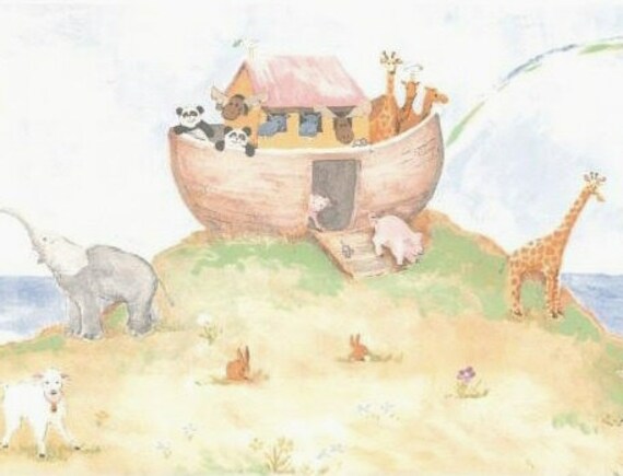 Debbie Kingston Baker Noah's Ark 水彩　絵画 Debbie Kingston Baker Noah's Ark Signed Large White Frame