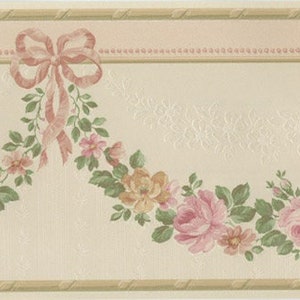 Satin Floral Rose Swag Wallpaper Border 979b73516