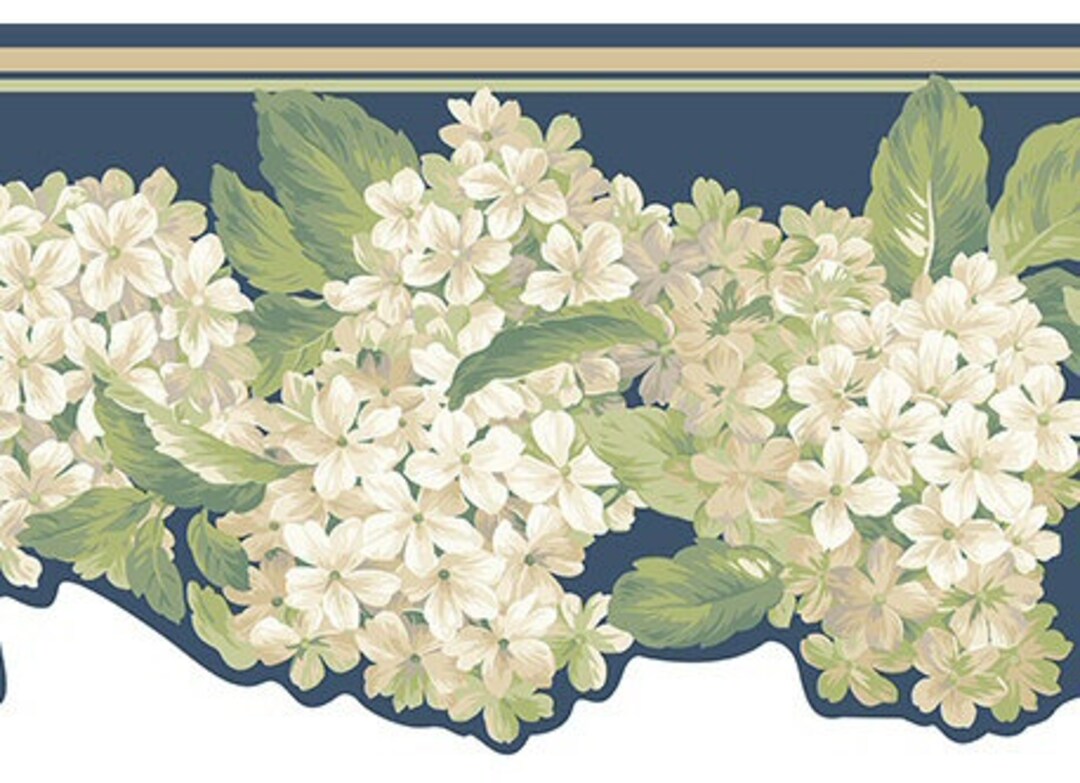 Hydrangea Wallpaper Border Ak7439b - Etsy