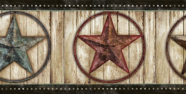 Weathered Barn Star Wallpaper Border PUR44661b