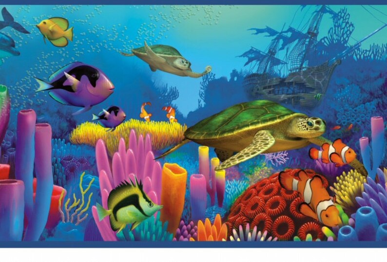Neptune's Garden Tropical Fish Wallpaper Border Etsy