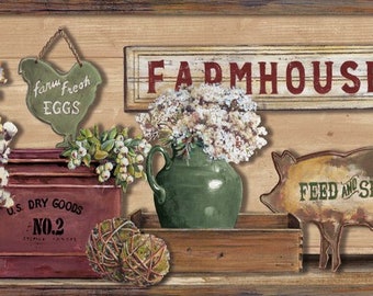Farmhouse Shelf Brown Wallpaper Border LG1301bd
