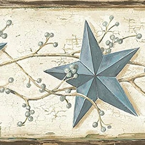 Heritage Tin Star Wallpaper Border Blue CTR65366b