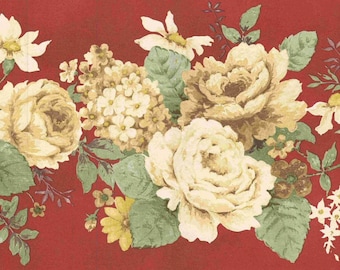 Vintage Floral Red Wallpaper Border FDB03081