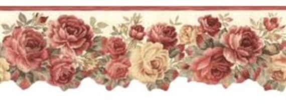 Floral Rose Wallpaper Border Cn79402dc - Etsy