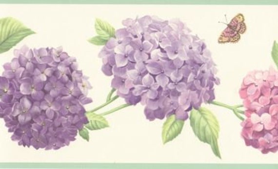 Hydrangea Floral Wallpaper Border FK78468 - Etsy