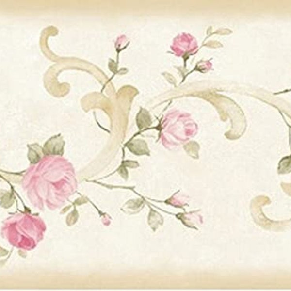 Pink Tearose Acanthus Wallpaper Border CKB77911b