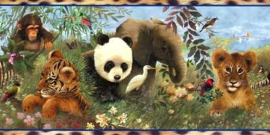 Jungle Animals Wallpaper Border Gu92271b Etsy