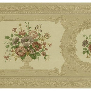 Gold Satin Victorian Floral Wallpaper Border FDB02009 979b02009