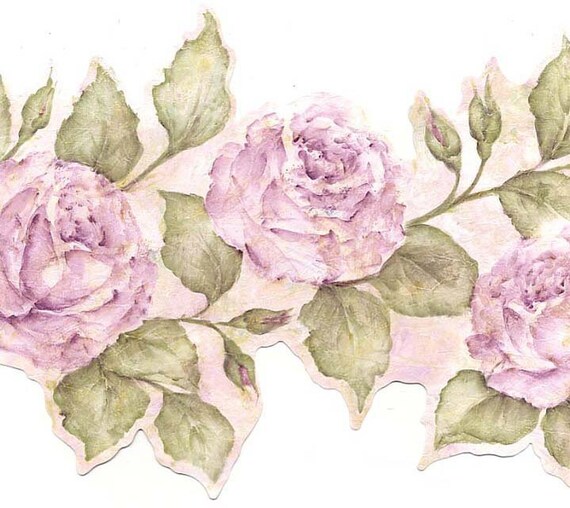 Scalloped Rose Floral Wallpaper Border 144b05769 | Etsy