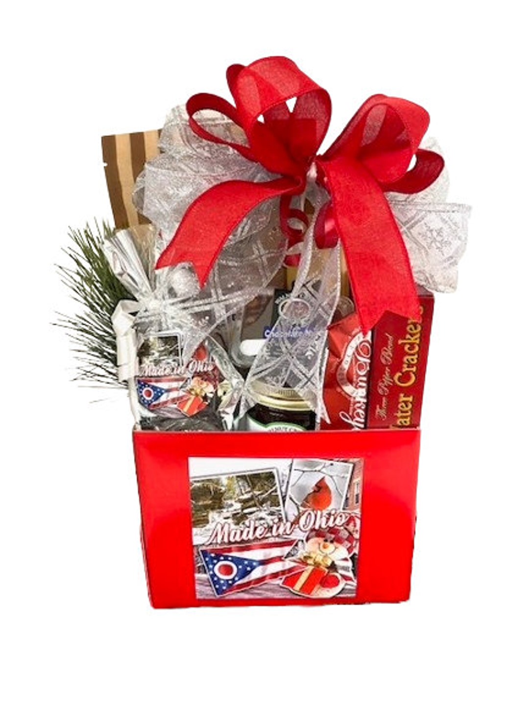 Ohio Made Gift Basket, Winter Made in Ohio Gift Basket Box, Snow Themed