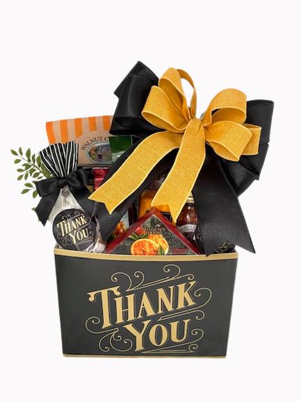 Elegant Black & Gold Thank You Gift Basket: Gourmet Corporate Gift Box ...