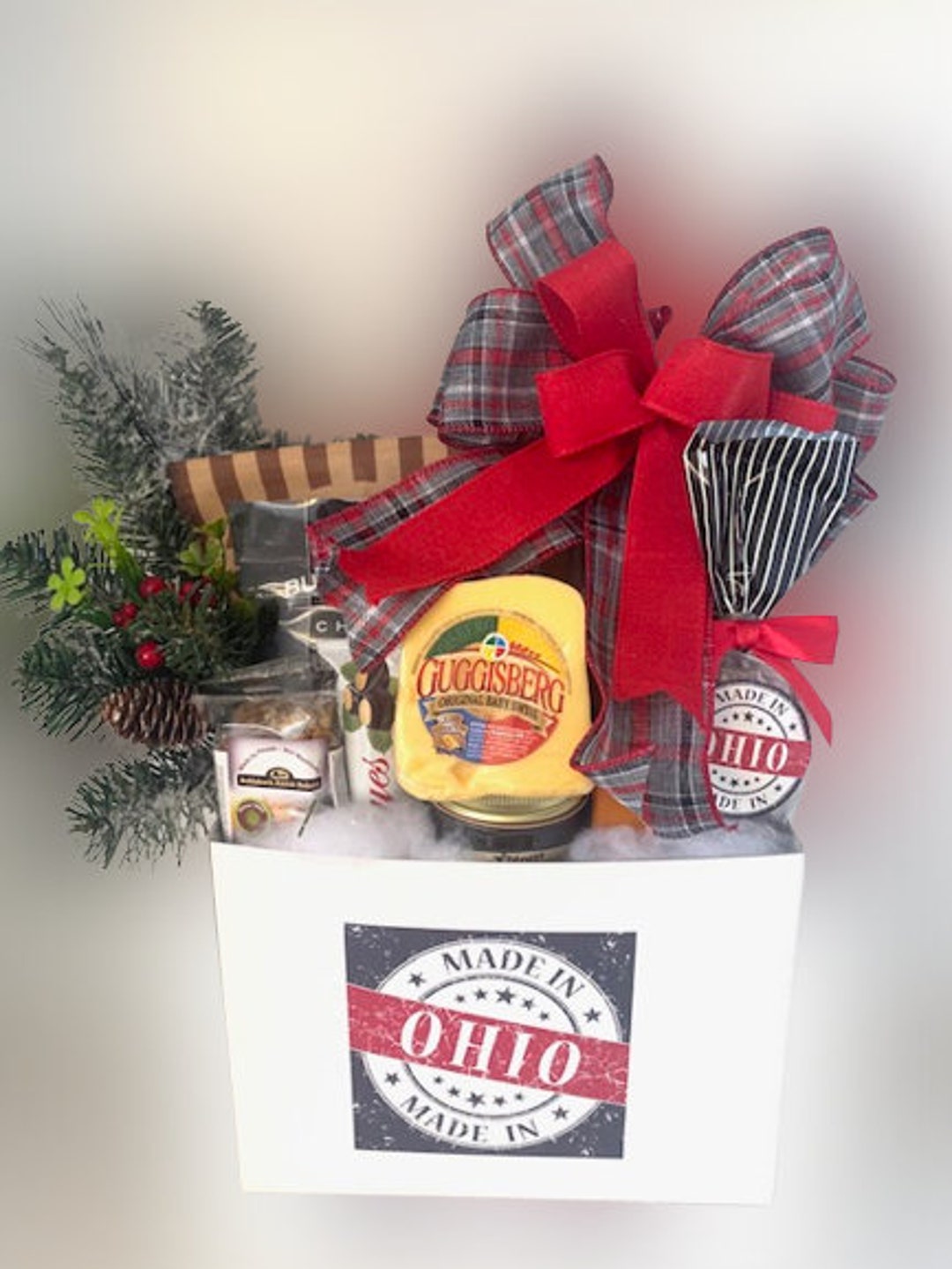 Ohio Gourmet Snack Gift Basket, Meat and Cheese Gift Basket, Made in