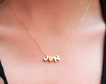 14k Solid Gold Letter Necklace: Personalized Initial Pendant, Monogram Gift