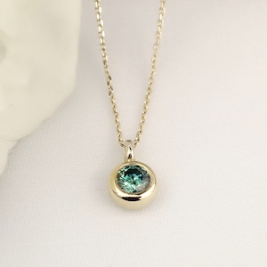 Aquamarine Necklace, 14K Solid Gold Necklace, March Birthstone, Christmas Gift, Wedding Gift, Anniversary Gift, Birthday Gift.