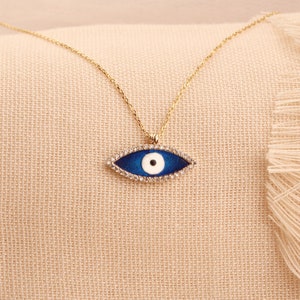 Evil eye necklace, 14k gold evil eye necklace, mother&#39;s day, wedding, engagement, gift