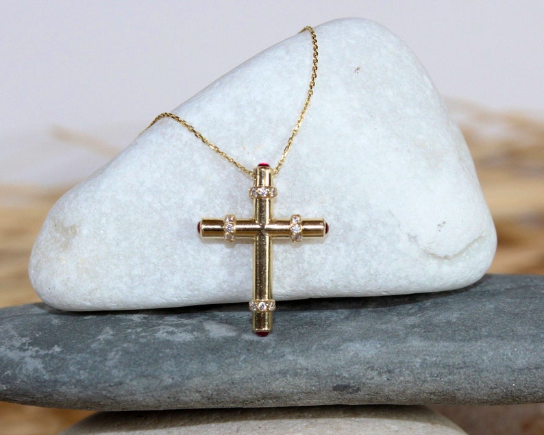 14K Solid Gold / Cross Necklace / Elegant Gold / Cross Pendant Etsy