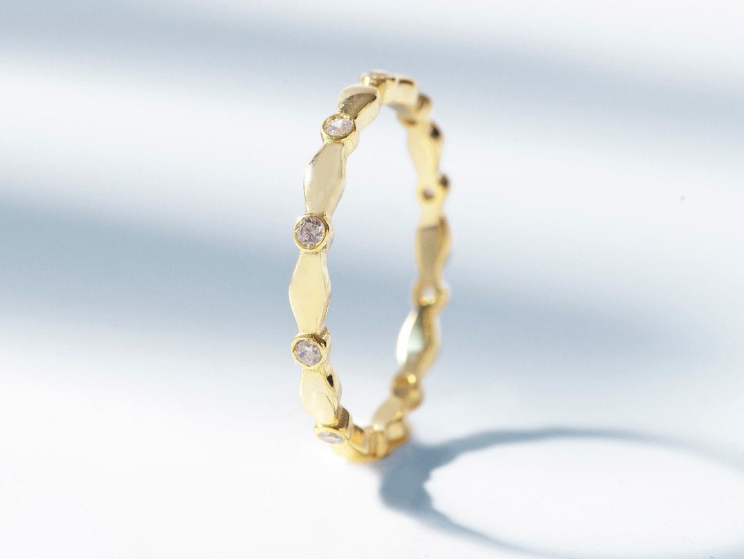 14k Gold Diamond Ring: Minimalist Stacking Promise Ring - Etsy
