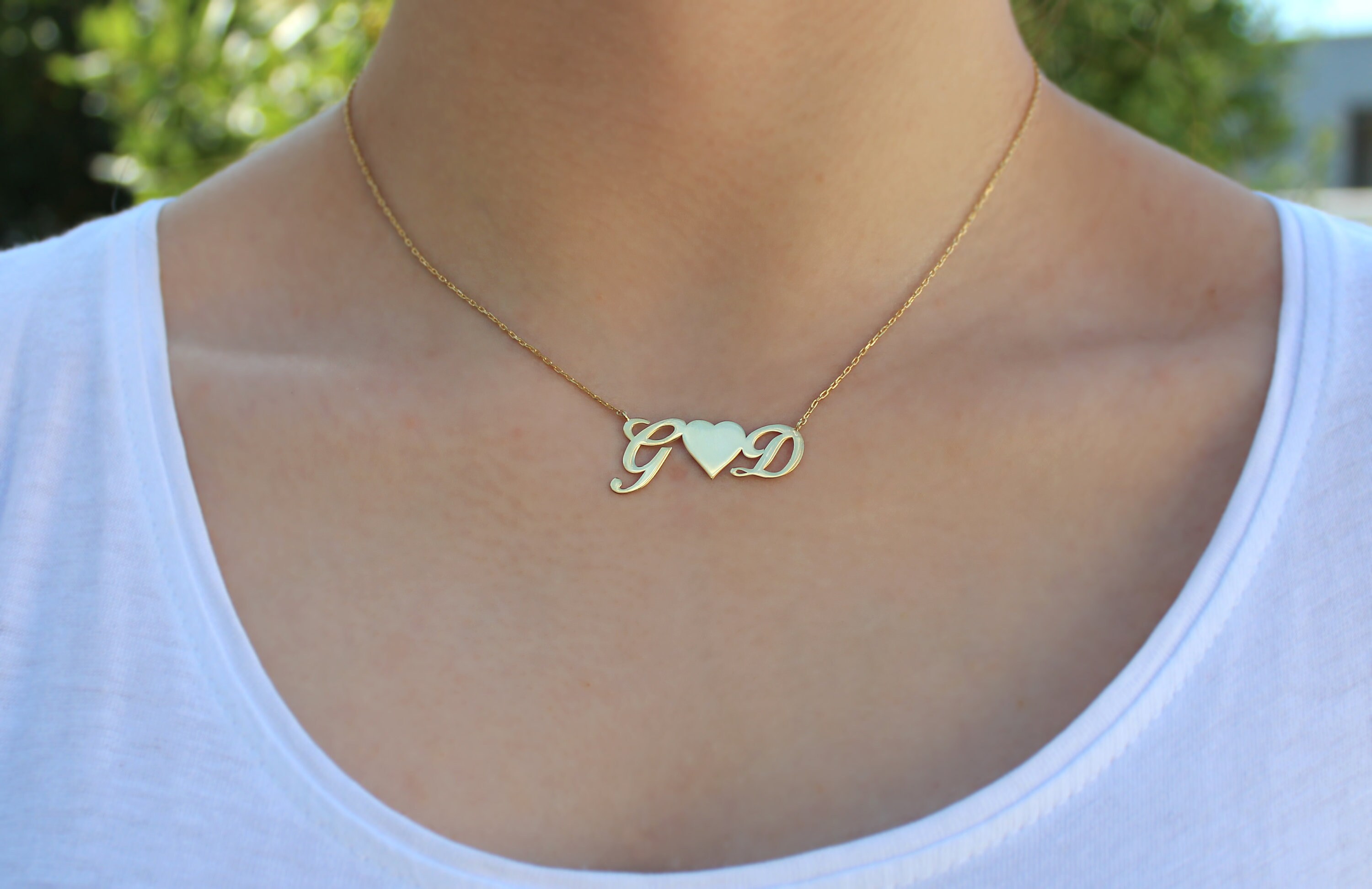 Personalized 14k Gold Plated Name Necklace, Glitter Background, Any Name/Color-1210812