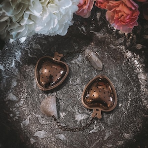 Rose Gold Heart Shaped Crystal Tea Strainer- Wire Wrapped